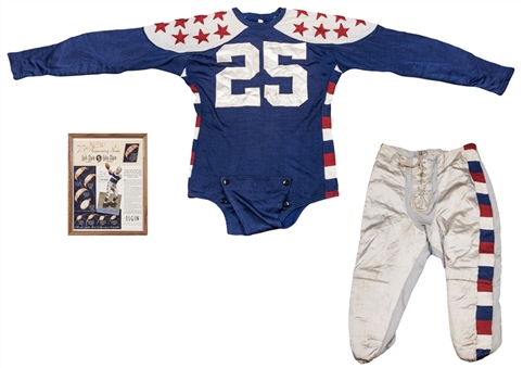 1939 Earl Brown Game Used All Star Game Jersey and Pants From College All-Star Game On 8/30/39 (MEARS A10) & With Framed 11 x 14 Ad Showing Him In Uniform